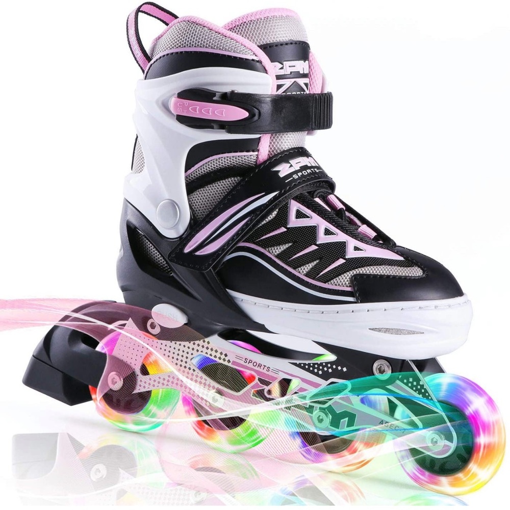 Pink Girls Adjustable  roller Skates with Light up Wheels, Skates for Kids